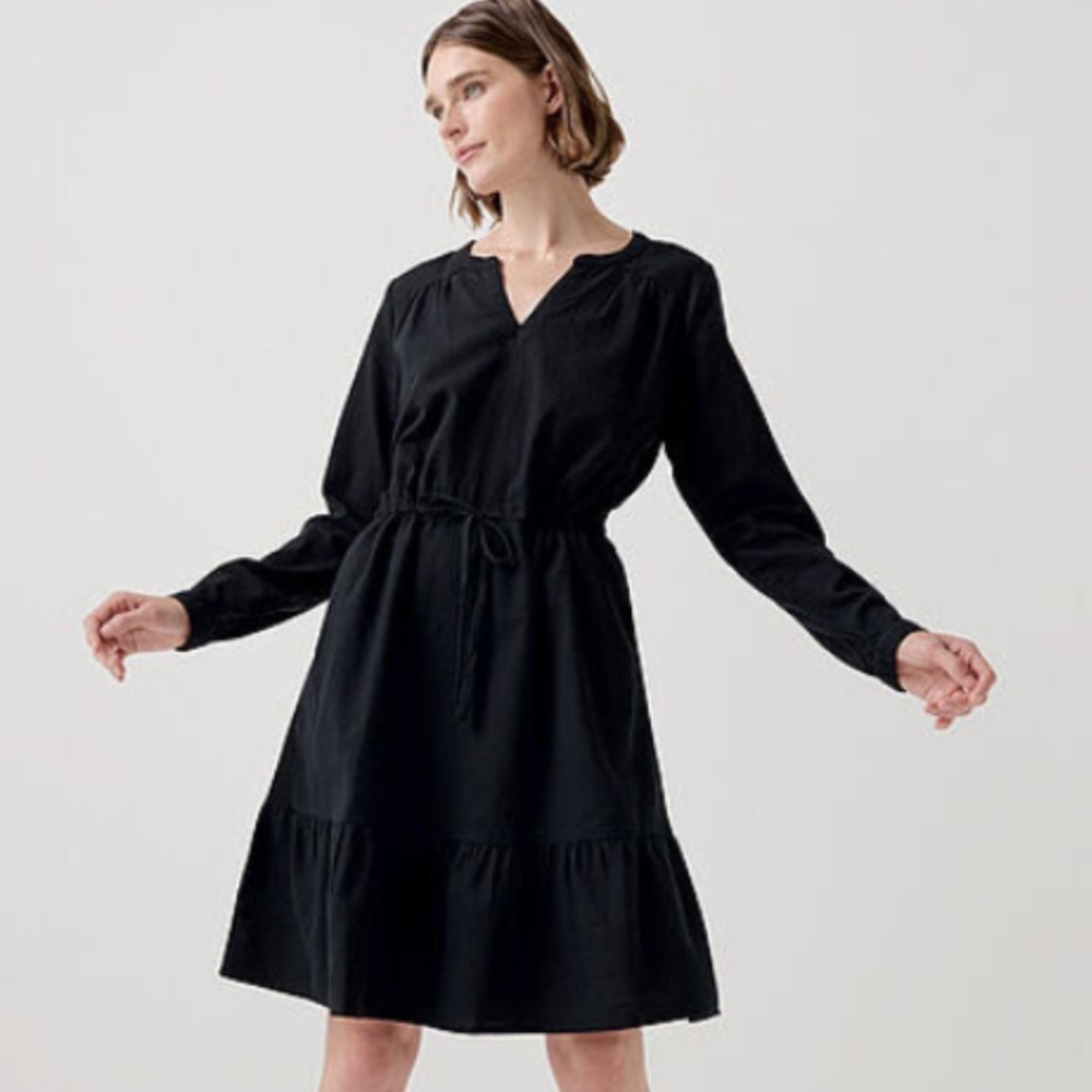 Pact Black Cotton Long Sleeve Dress NWT